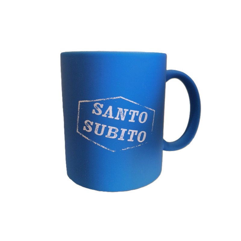Tazza mug in ceramica decorata con scritta “Santo subito”
